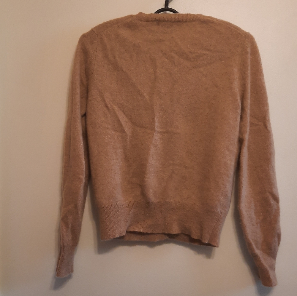 *SOLD* Lord & Taylor 100% Cashmere Crew Neck Cardigan Sweater Tan - Picture 15 of 16
